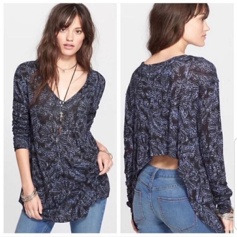 Free People Sahara Printed Asymmetrical Hem Blouse size S